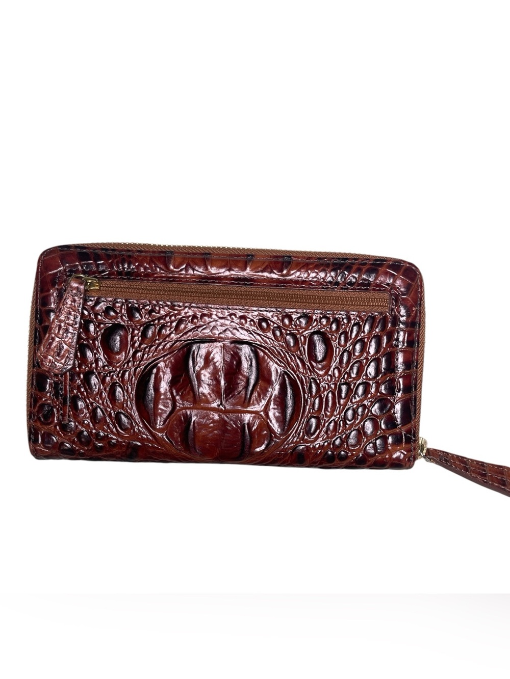 Brahmin Deep Chestnut Croc-Embossed Leather Zip Clutch - Picture 2 of 14